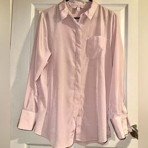 Nine West Long Sleeve Button Down With  Front Pocket Women Sz L Color Blush